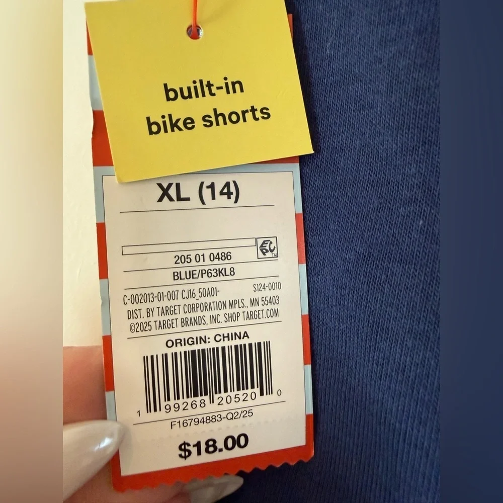 NWT Girls Target Blue Skort Built-In Bike Shorts Athletic Casual XL